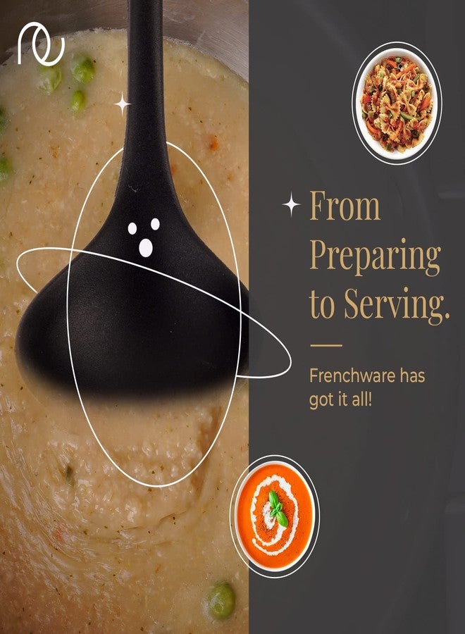 Frenchware Non-Stick Silicone Spatulas (Set of 3, Black) for Cooking & Baking, Heat-Resistant up to 230°C, Food-Grade & BPA-Free, Dishwasher Safe, FDA Approved - Image 4