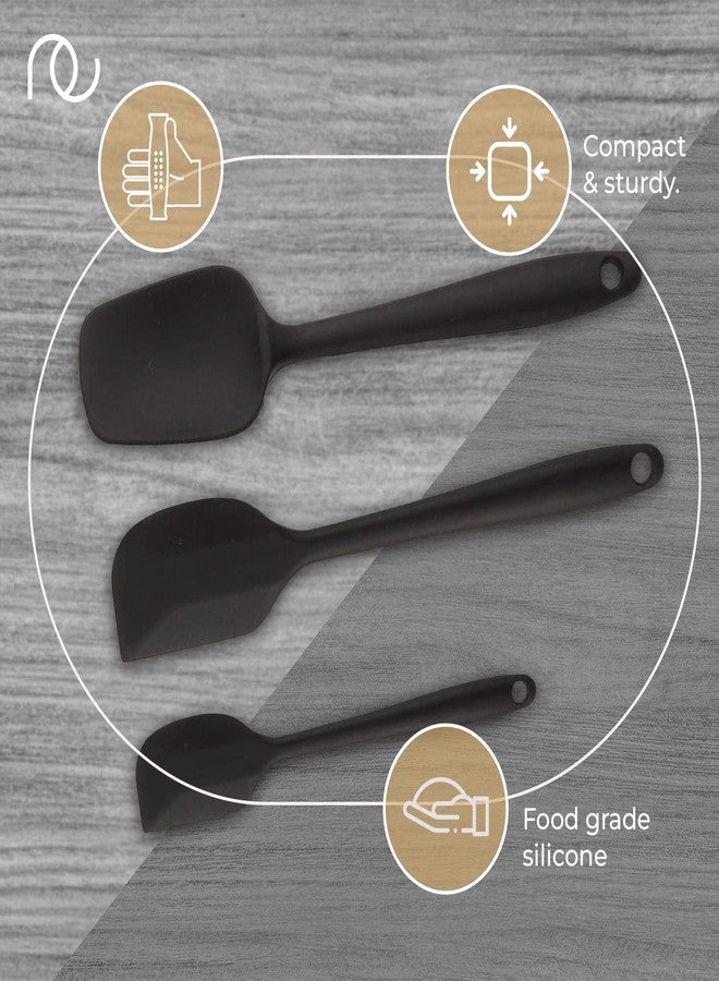 Frenchware Non-Stick Silicone Spatulas (Set of 3, Black) for Cooking & Baking, Heat-Resistant up to 230°C, Food-Grade & BPA-Free, Dishwasher Safe, FDA Approved - Image 3