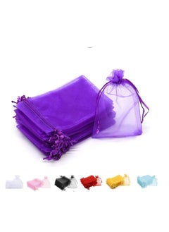 MARKQ [100 Pieces] Purple Organza Bags with Drawstrings - [9x12 cm] Organza Goody Bags and Gift Pouches for Jewelry, Candy & Party Favors  - Image 1