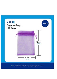 MARKQ [100 Pieces] Purple Organza Bags with Drawstrings - [9x12 cm] Organza Goody Bags and Gift Pouches for Jewelry, Candy & Party Favors  - Image 2