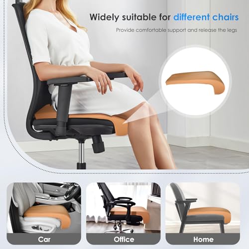 FLORICH Car Seat Extender Leg Extender Support Cushion for Driver Seats Office Chair, Leather Carseat Leg Support for Long Drivers Universal Car Seat Cushion Legs Rest Pads-Brown - Image 2