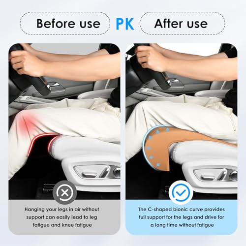 FLORICH Car Seat Extender Leg Extender Support Cushion for Driver Seats Office Chair, Leather Carseat Leg Support for Long Drivers Universal Car Seat Cushion Legs Rest Pads-Brown - Image 3