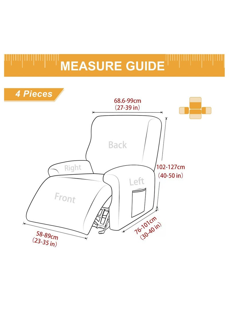 4pcs/set Jacquard Recliner Chair Slipcover, Protector For Recliners Couch Cover（Beige） - Image 5