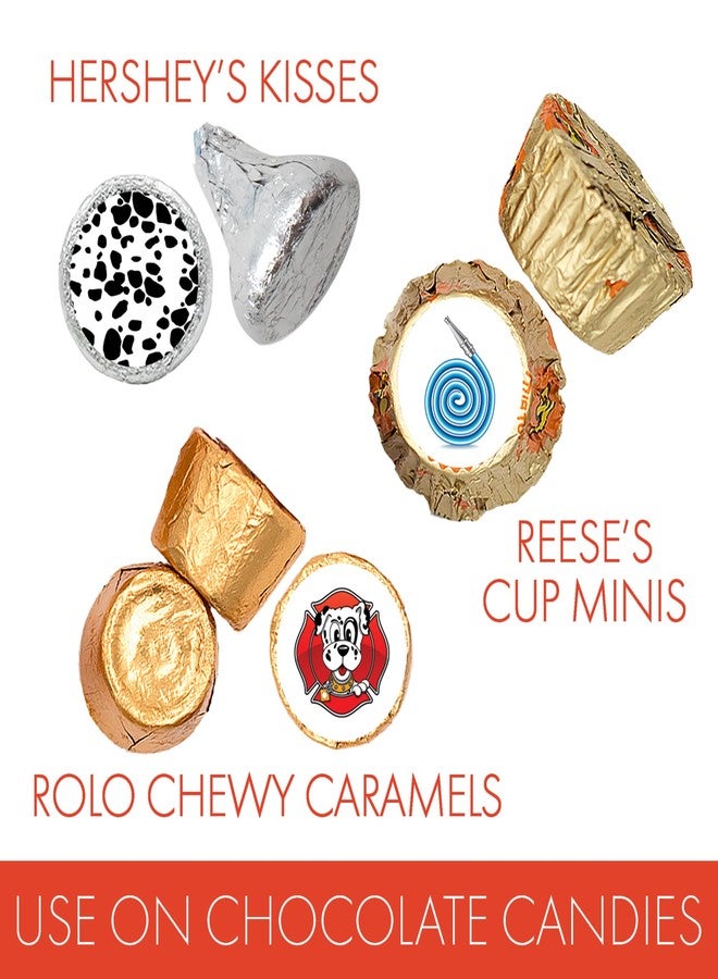 دسكتيكتفز ملصقات حلوى على شكل قبلات شوكولاتة لحفلات أعياد ميلاد رجال الإطفاء، وهدايا لعيد ميلاد شاحنة إطفاء - ١٨٠ ملصقًا - Image 4