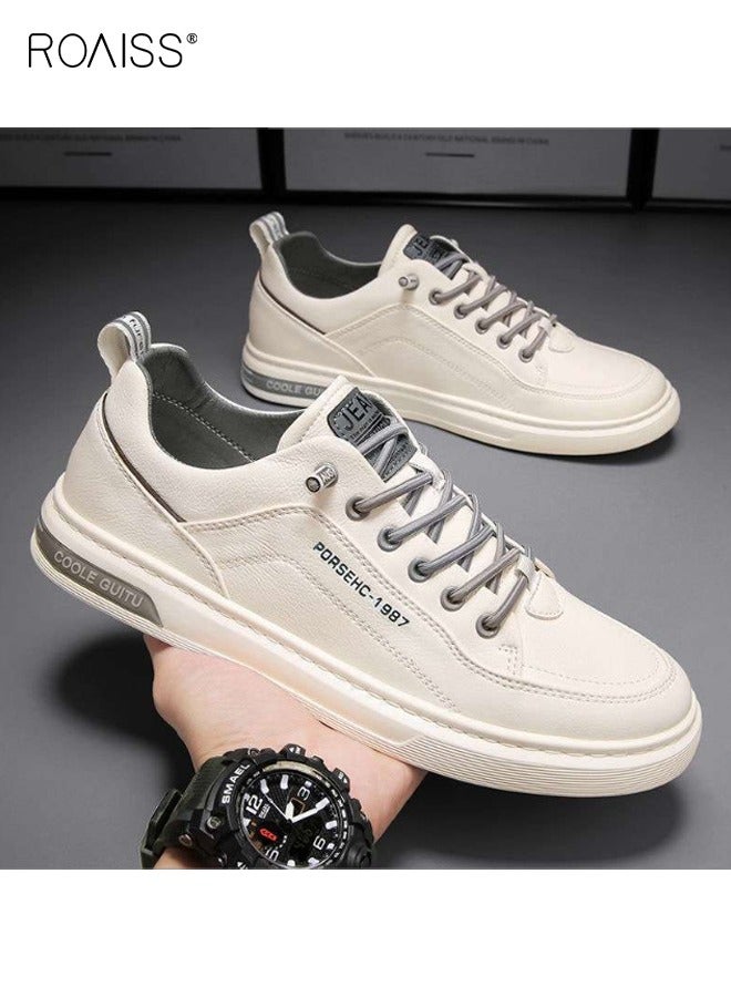 رويس أحذية رجالية أنيقة بدون كعب، أحذية رياضية سهلة الارتداء، أحذية رياضية متعددة الاستخدامات للرجال، أحذية رياضية مريحة بنعال مانعة للانزلاق، مناسبة للارتداء اليومي والأنشطة الخارجية، لون بيج - Image 2