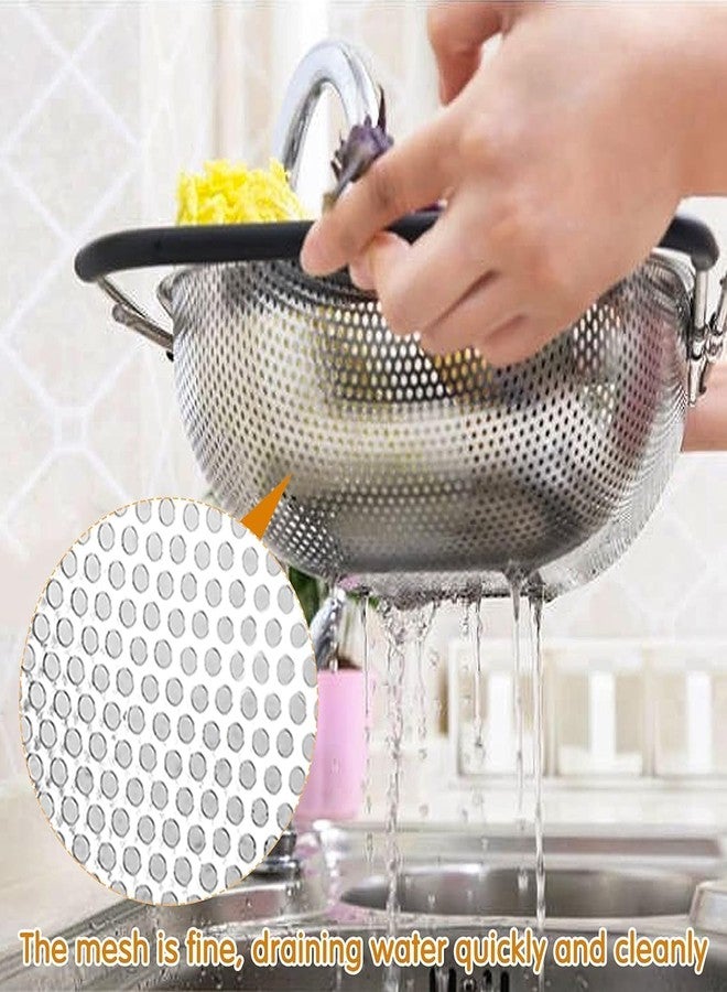 WENGTY Over The Sink Colander, 4 Quart Stainless Steel Expandable Oval Strainer Basket Colander with Rubber Grip Handles Fine Mesh Colander for Kitchen Sink, Strain, Drain, Rinse Fruits, Vegetables - Image 3