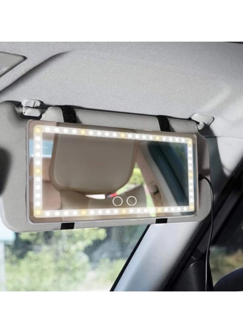 PRASONX - Car Visor Vanity Mirror Rechargeable LED Light Makeup Mirror for All Car Universal Car Sun Visor Mirror Innovative Car Mirror Accessories Black - Image 1