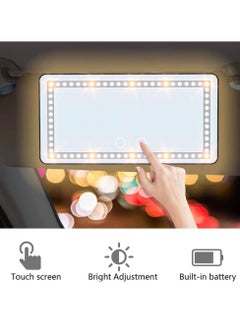 Car Visor Vanity Mirror Rechargeable LED Light Makeup Mirror for All Car Universal Car Sun Visor Mirror Innovative Car Mirror Accessories Black