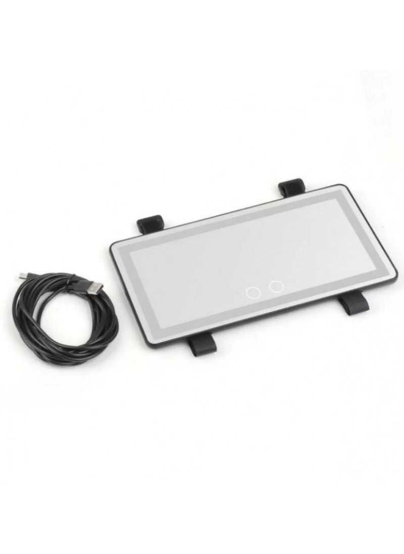 PRASONX - Car Visor Vanity Mirror Rechargeable LED Light Makeup Mirror for All Car Universal Car Sun Visor Mirror Innovative Car Mirror Accessories Black - Image 1