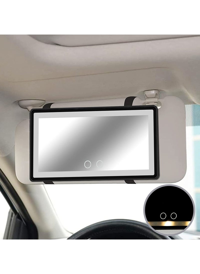 PRASONX - Car Visor Vanity Mirror Rechargeable LED Light Makeup Mirror for All Car Universal Car Sun Visor Mirror Innovative Car Mirror Accessories Black - Image 1