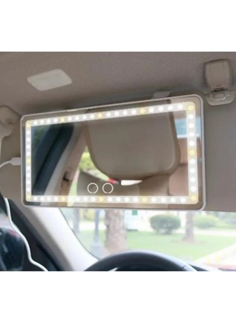 PRASONX - Car Visor Vanity Mirror Rechargeable LED Light Makeup Mirror for All Car Universal Car Sun Visor Mirror Innovative Car Mirror Accessories Black - Image 1