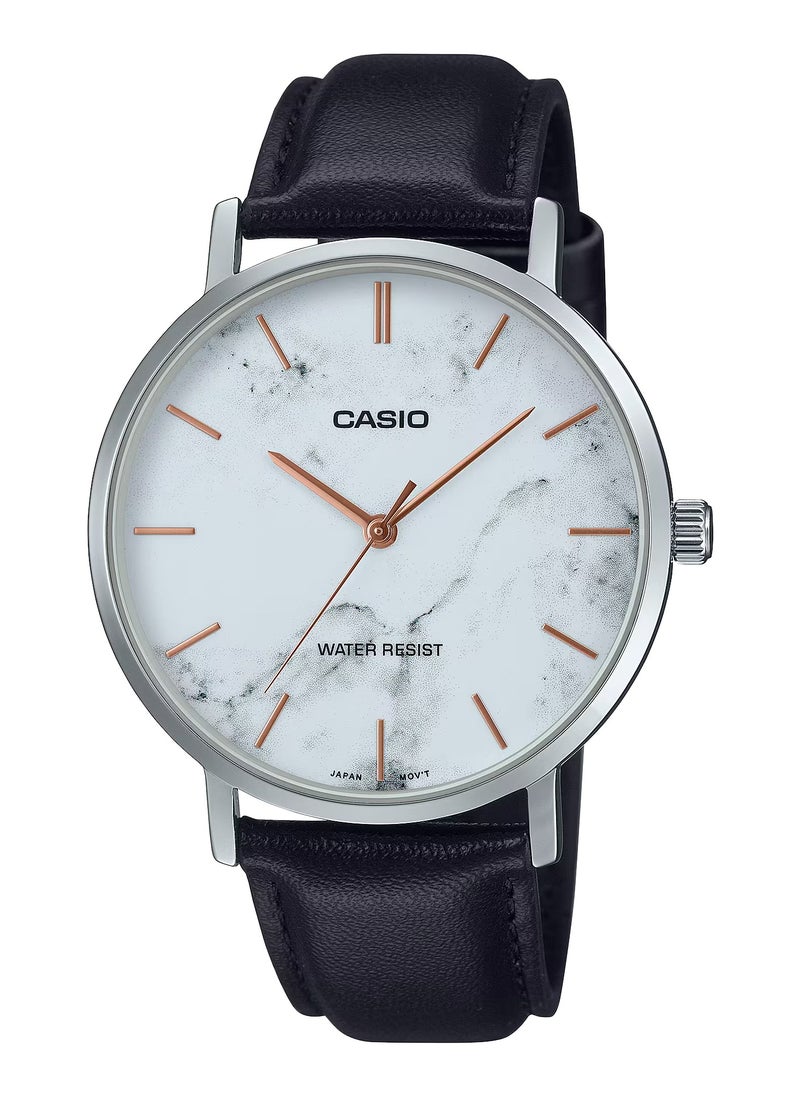 CASIO - Quartz Analog Leather Strap Men's Watch MTP-VT01LM-7A - Image 1