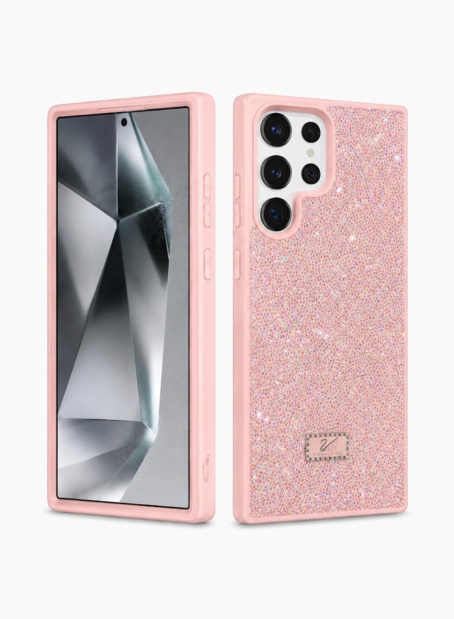 VR CREATIVE Luxury Sparkling Crystal Rhinestone Protective Phone Case Cover for Samsung Galaxy S23 Ultra – Pink - Image 2