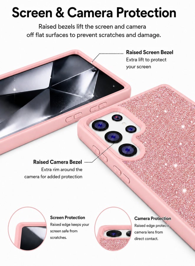 VR CREATIVE Luxury Sparkling Crystal Rhinestone Protective Phone Case Cover for Samsung Galaxy S23 Ultra – Pink - Image 5