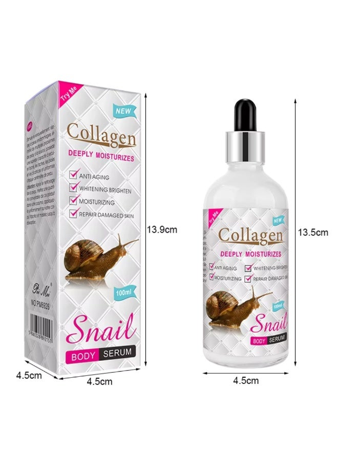 Aichun beauty 100ml Collagen Snail Body Serum Lightening Whitening Anti Aging Collagen Oil for Body Anti Aging Repair Damaged Skin Serum Snail Serum Deeply Moisturizer Snail Body Serum - Image 4