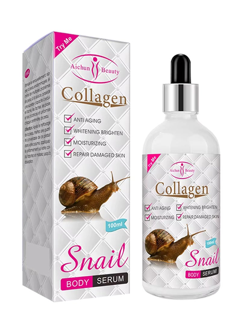 Aichun beauty 100ml Collagen Snail Body Serum Lightening Whitening Anti Aging Collagen Oil for Body Anti Aging Repair Damaged Skin Serum Snail Serum Deeply Moisturizer Snail Body Serum - Image 1