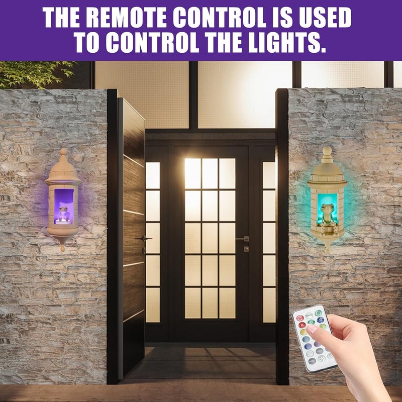 Peiiwdc Castles Tower Shape Wall Mounted Lamp LED Night Remote Operations with Frogs Texture for Elegant Decors Wall - Image 2