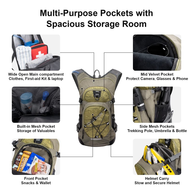 Everfun Hydration Backpack 18L with Water Bladder 2L and Rain Cover, Hiking Water Backpack Men Women Hydration Pack Insulated Lightweight Day Hydropack for Hiking, Biking, Running, Festivals - Image 2