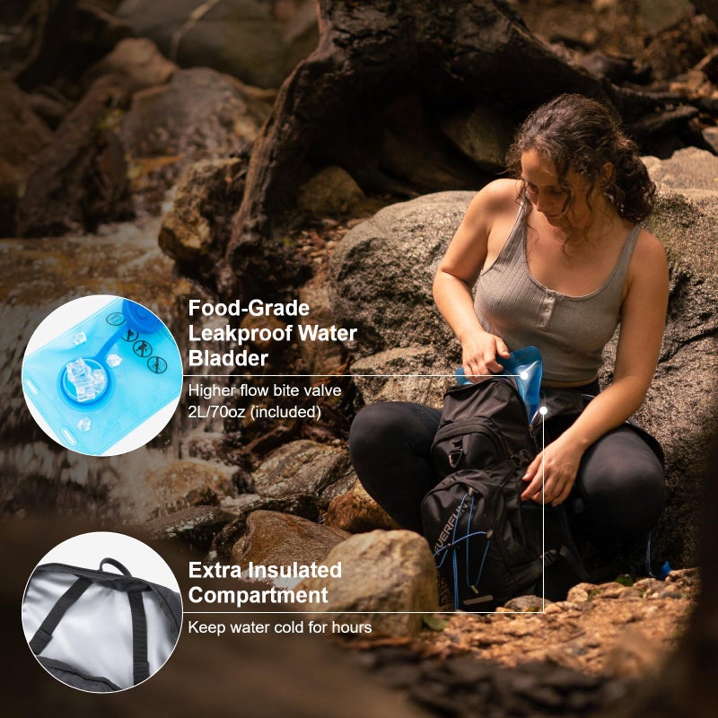 Everfun Hydration Backpack 18L with Water Bladder 2L and Rain Cover, Hiking Water Backpack Men Women Hydration Pack Insulated Lightweight Day Hydropack for Hiking, Biking, Running, Festivals - Image 5