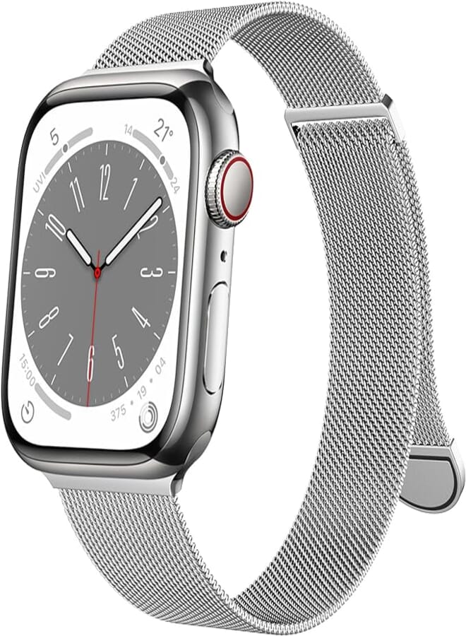 OULUOQI OULUOQI Compatible with Apple Watch Band Series 9, Ultra/Ultra 2, SE 8 7 6 5 4 3 2 1 38mm 40mm 41mm 42mm 44mm 45mm 49mm Women and Men, Stainless Steel Mesh Loop Magnetic Clasp Replacement for iWatch