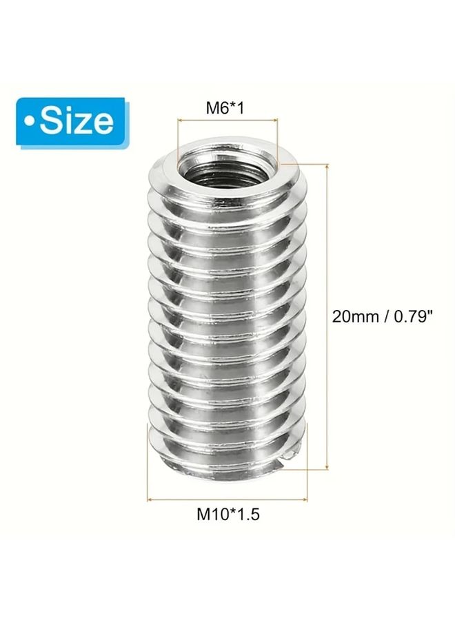10pcs Silvery Stainless Steel Thread Adapter Set M10x1 5 Male To M6x1 Female Reducer Nut 20mm Screw Conversion Plug - Image 2