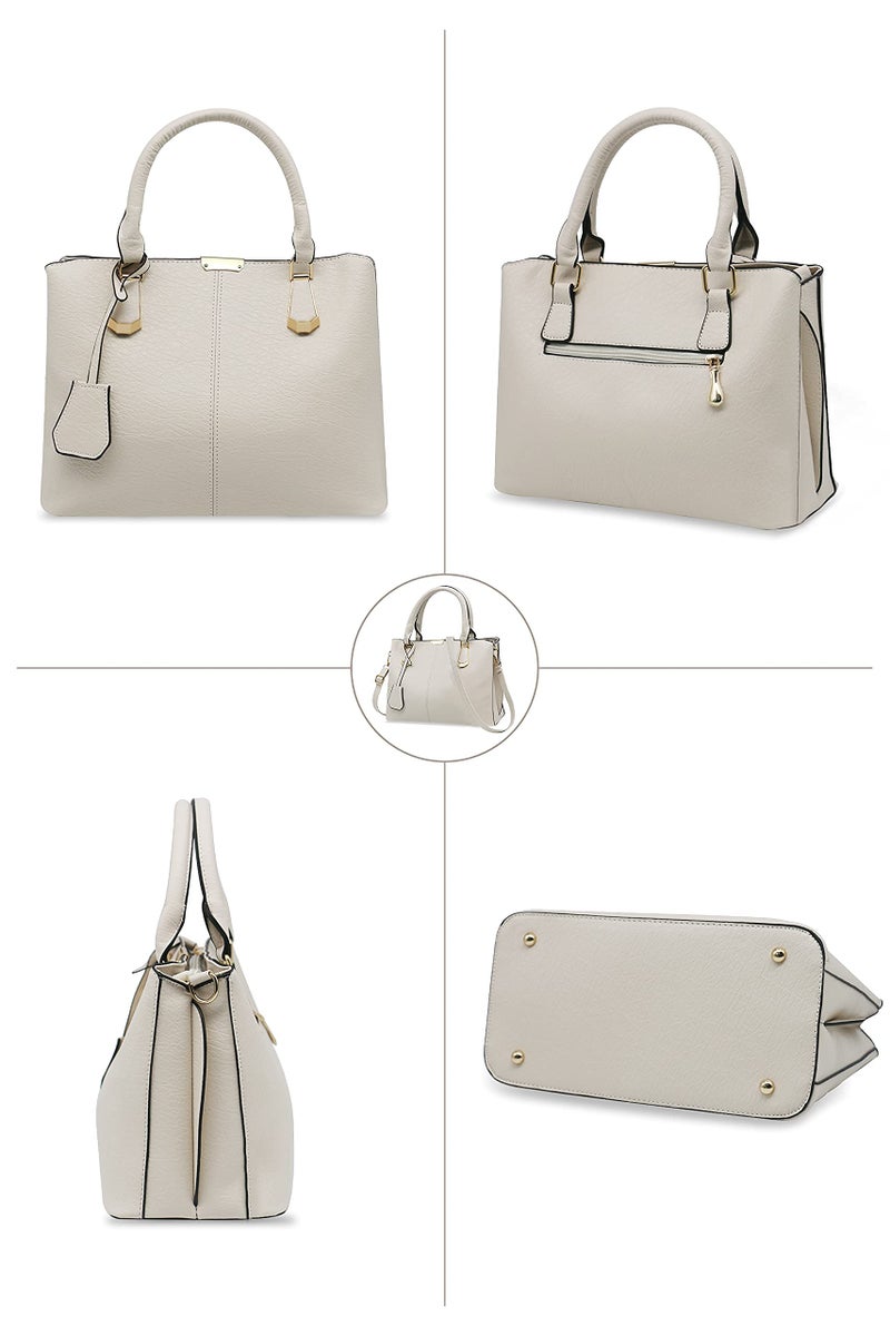 Pahajim Women Fashion Purses and Handbags Shoulder Tote Bags Top Handle Satchel for Women (beige white) - Image 3