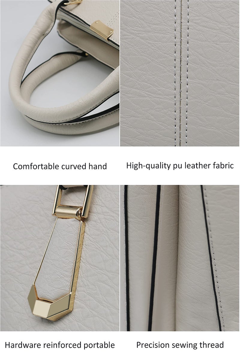 Pahajim Women Fashion Purses and Handbags Shoulder Tote Bags Top Handle Satchel for Women (beige white) - Image 2