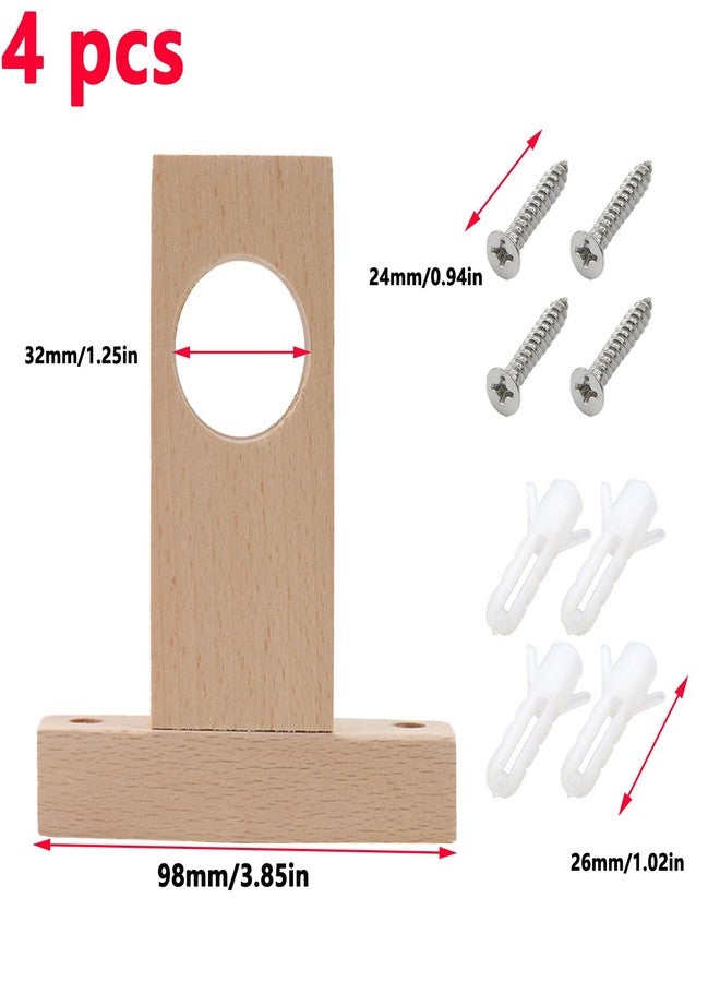 Antrader Curtain Rod Holders,4Pcs Wood Curtain Rod Holder Unfinished Wooden Curtain Rod Holder Brackets,Inner Hole Diameter 32mm/1.25" - Image 2