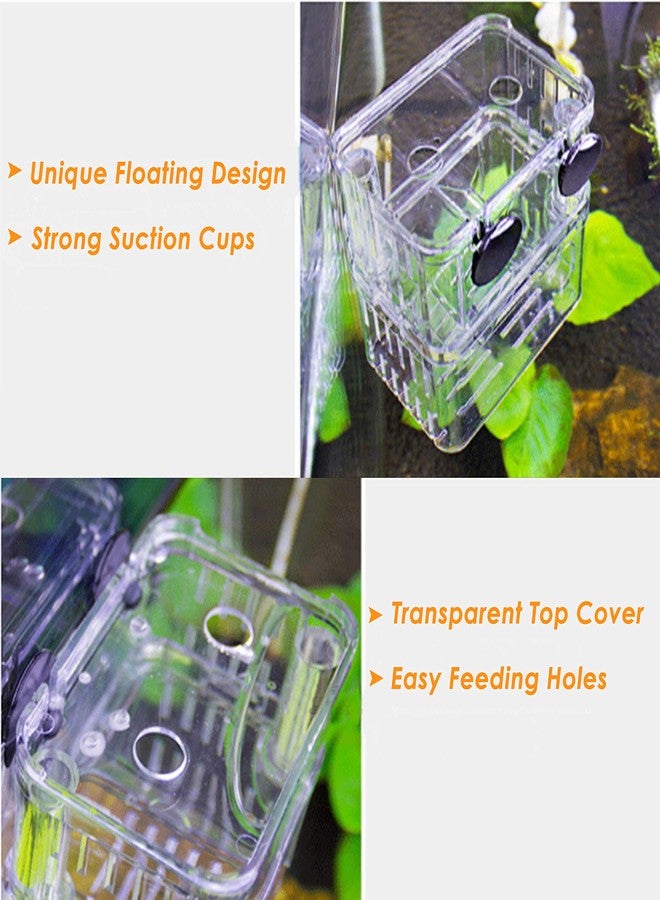 Tiberham Acrylic Floating Fish Hatchery Isolation Box, Double Layer Fry Hatching Incubator Breeding Rearing Trap, Aquarium Tank Fish Parenting Container Divider with Suction Cups - Image 3
