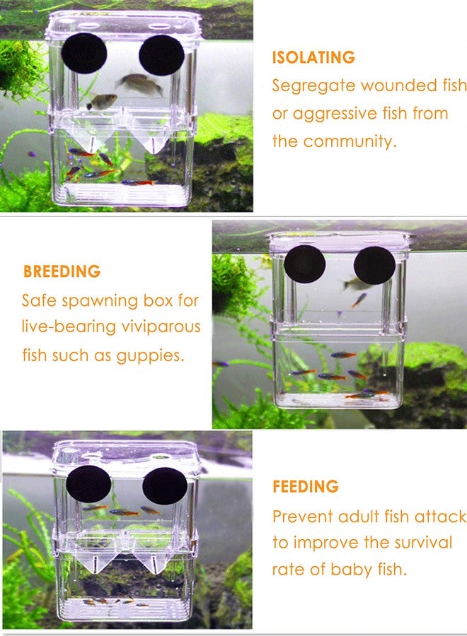 Tiberham Acrylic Floating Fish Hatchery Isolation Box, Double Layer Fry Hatching Incubator Breeding Rearing Trap, Aquarium Tank Fish Parenting Container Divider with Suction Cups - Image 4