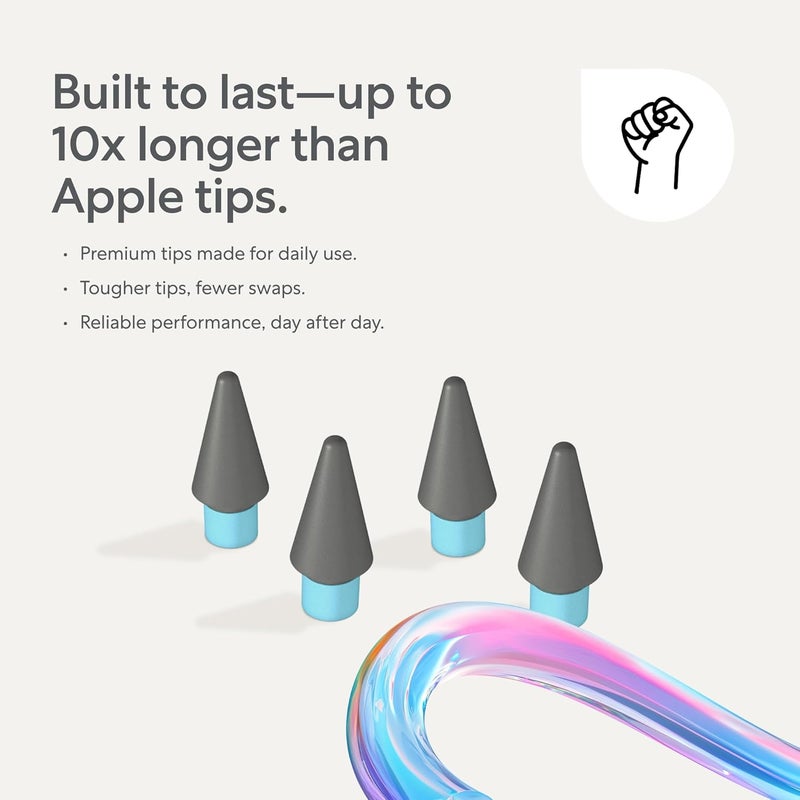 Paperlike رؤوس أقلام (4X) لقلم أبل الجيل الأول والثاني، USB-C و Pro – أكثر متانة بمعدل 10 مرات، زيادة خفيفة في التحكم على واقيات الشاشة ذات الإحساس الورقي. - Image 3