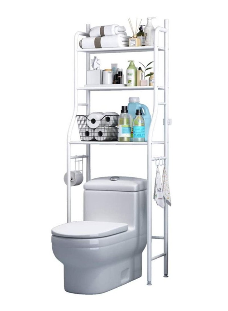 BLOOMING TIME 3 Tier Over Commode Shelving No Drilling Easy to Assemble High Capacity Very Sturdy Space-Saving Shelf Toilet Storage Rack White - Image 1