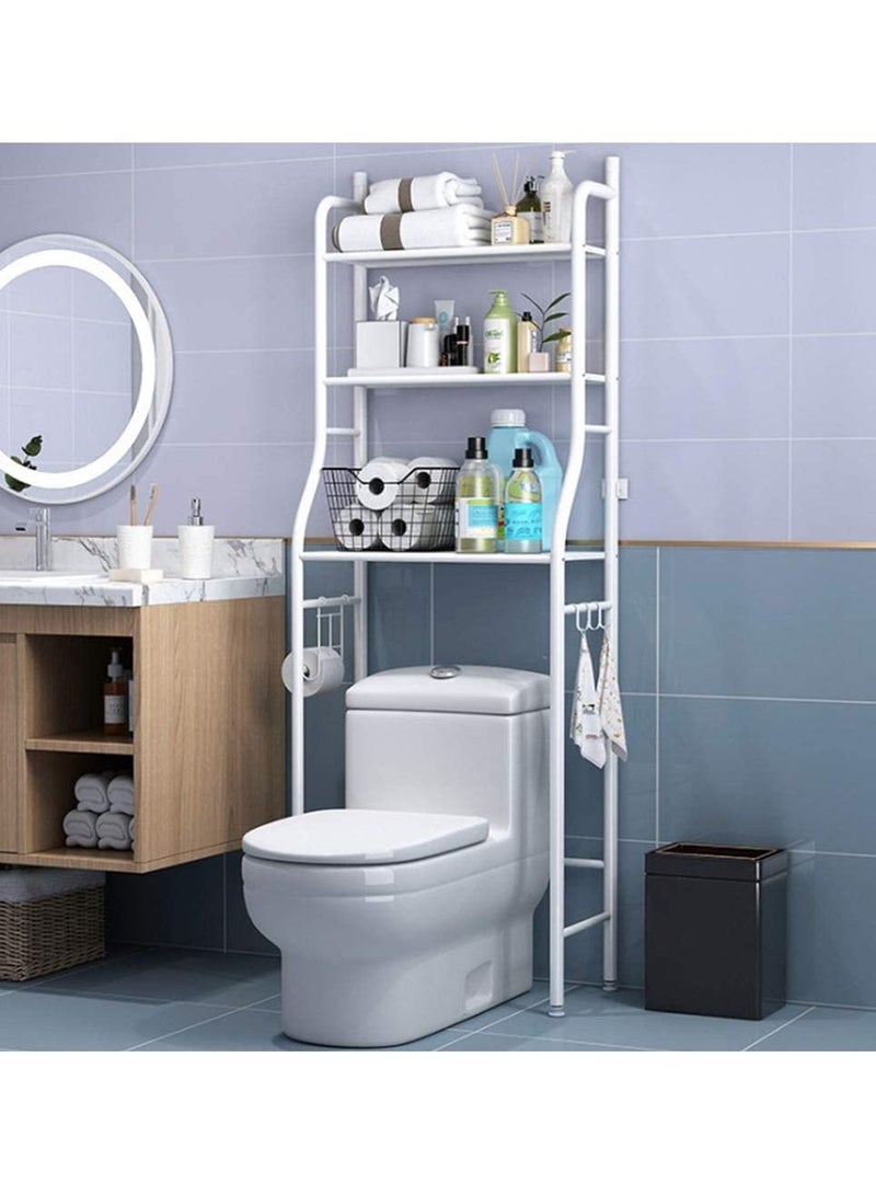 BLOOMING TIME 3 Tier Over Commode Shelving No Drilling Easy to Assemble High Capacity Very Sturdy Space-Saving Shelf Toilet Storage Rack White - Image 2