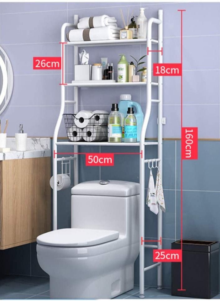 BLOOMING TIME 3 Tier Over Commode Shelving No Drilling Easy to Assemble High Capacity Very Sturdy Space-Saving Shelf Toilet Storage Rack White - Image 3