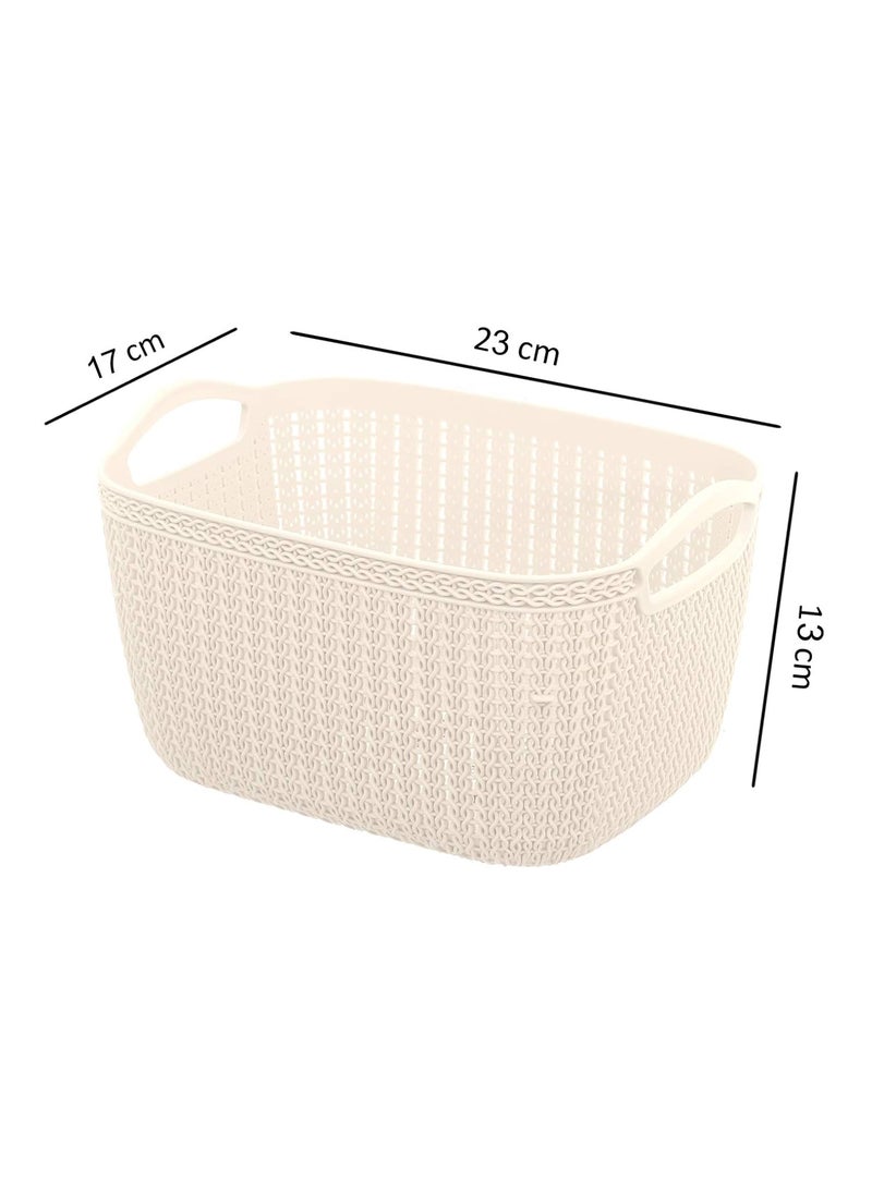 Kuber Industries Kuber Industries Unbreakable Plastic 2 Pieces Multipurpose Medium Size Flexible Storage BasketsFruit Vegetable Bathroom Stationary Home Basket with Handles Multicolour CTKTC039080  - Image 2