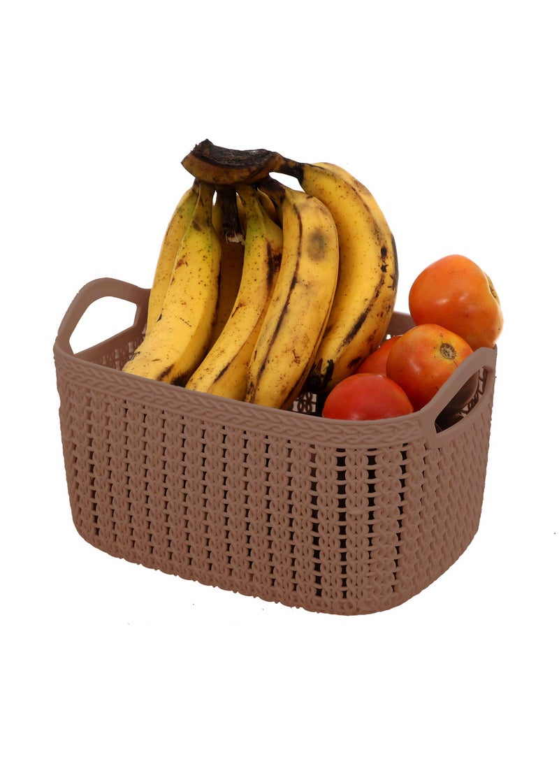 Kuber Industries Kuber Industries Unbreakable Plastic 2 Pieces Multipurpose Medium Size Flexible Storage BasketsFruit Vegetable Bathroom Stationary Home Basket with Handles Multicolour CTKTC039080  - Image 4