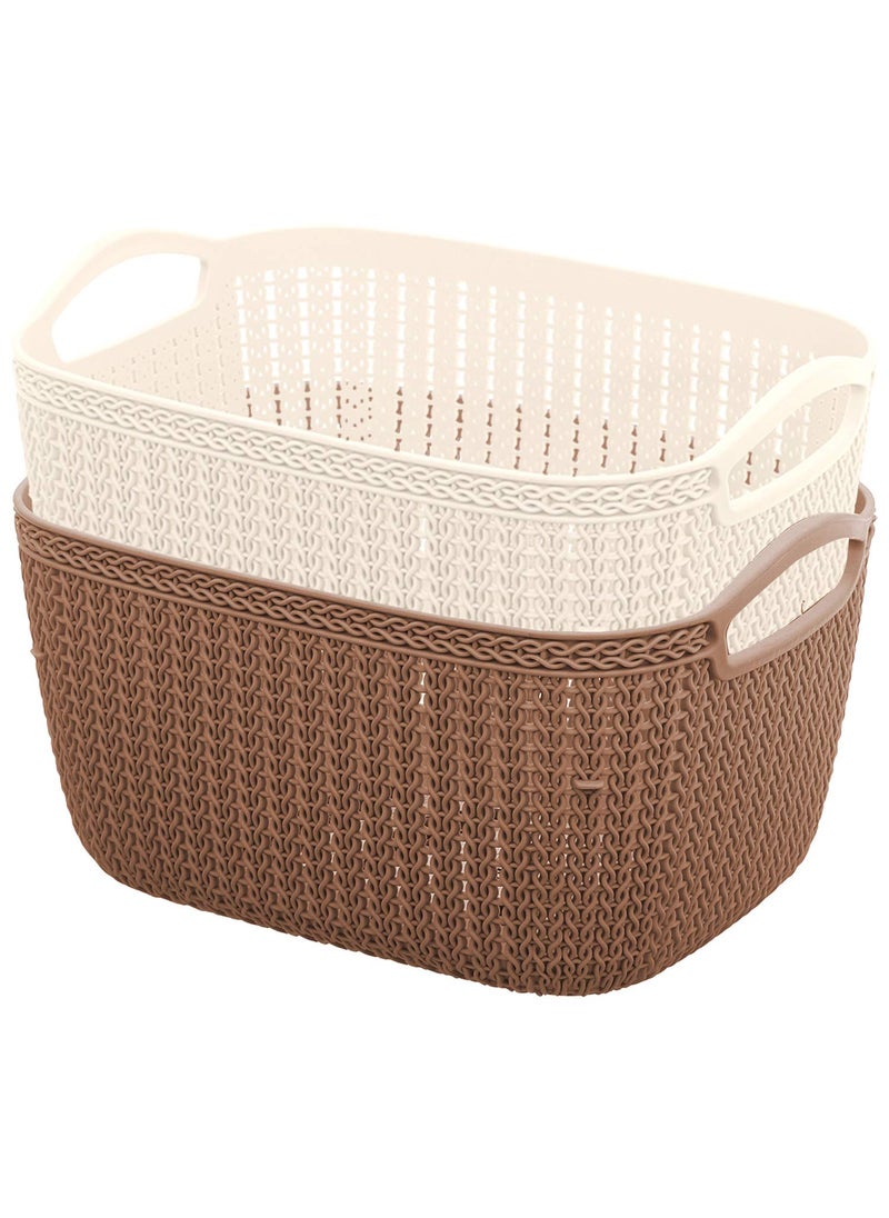 Kuber Industries Kuber Industries Unbreakable Plastic 2 Pieces Multipurpose Medium Size Flexible Storage BasketsFruit Vegetable Bathroom Stationary Home Basket with Handles Multicolour CTKTC039080  - Image 1