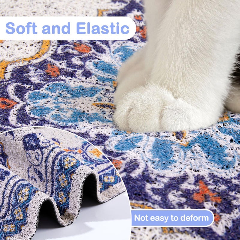 Glittme Cat Litter Mat with Non-Slip Bottom Litter Box Mat 33"X22" Litter Trapping Mat Easy to Clean Washable Cat Food Mat for Kitty,L - Image 4