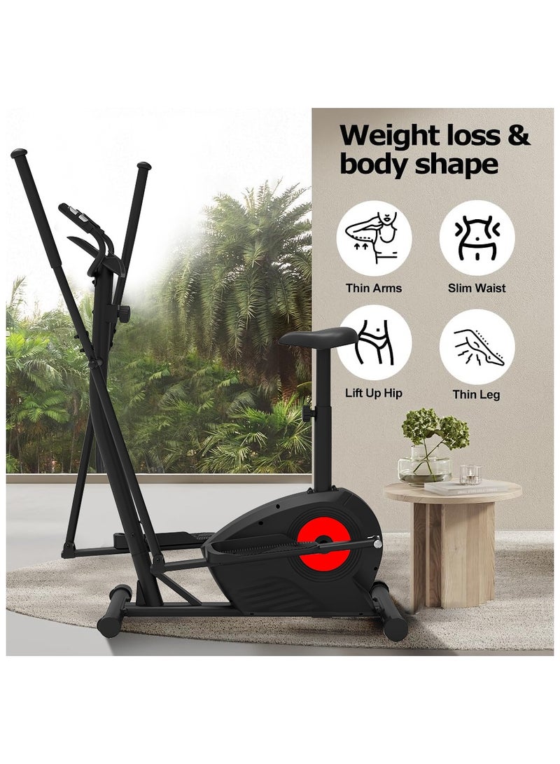 Generic Elliptical Machine Elliptical Exercise Machine for home with Seat 8 Resistance Levels Pulse Rate Grips and LCD Monitor  - Image 3