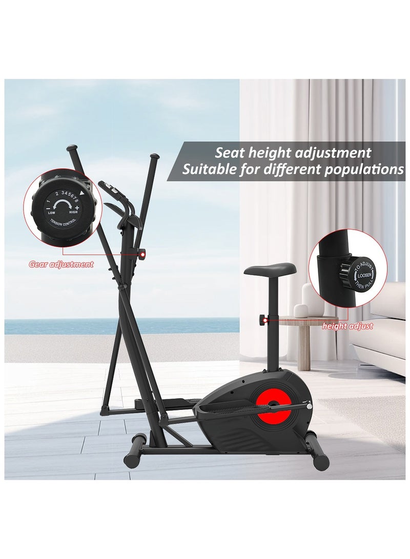 Generic Elliptical Machine Elliptical Exercise Machine for home with Seat 8 Resistance Levels Pulse Rate Grips and LCD Monitor  - Image 5