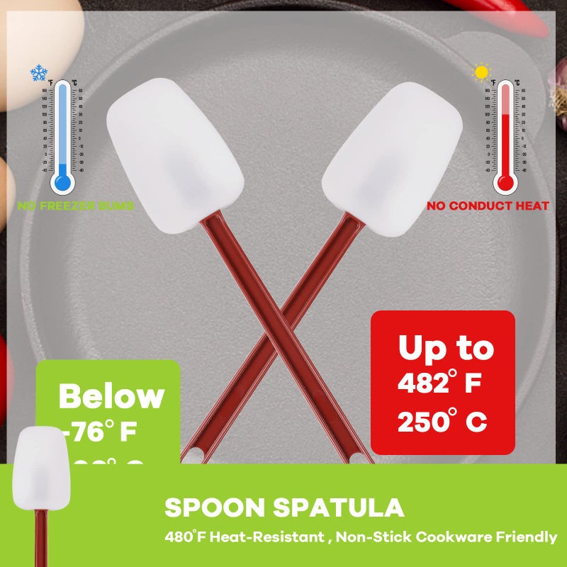 heffiso Silicone Rubber Spatula and Spoon Set of 3  High Heat  Commercial Use (3 x 9.5 Inches) - Image 5