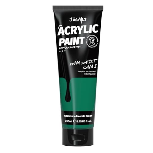 JusArt Green Acrylic PaintEmerald Green Tubes250ml 845 oz NonToxic Rich Pigment Craft Paints for Canvas Painting Wood Fabric Stone Ceramics Art Supplies for Artists Adults - Image 1