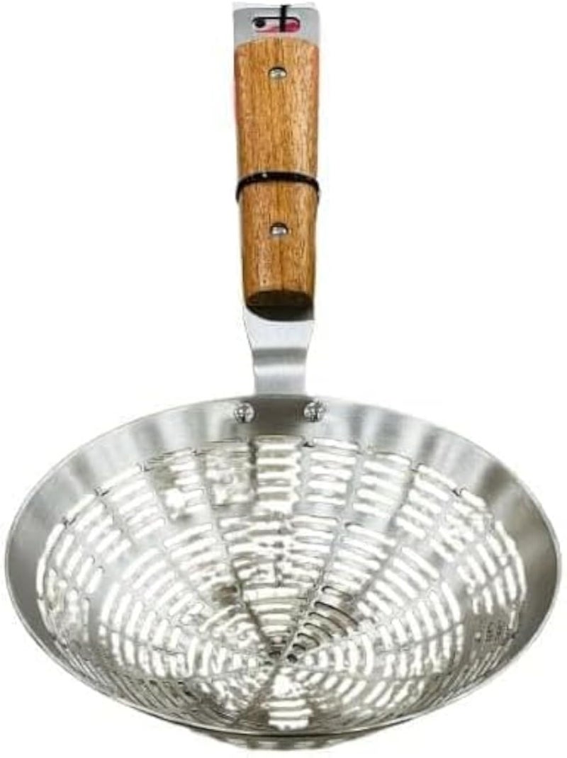 Colander Skimmer Skimmer Ladle for Cooking and Frying Wooden Handle Cooking Tool Slotted Behavior Hanging Strainer for Kitchen 16 Size