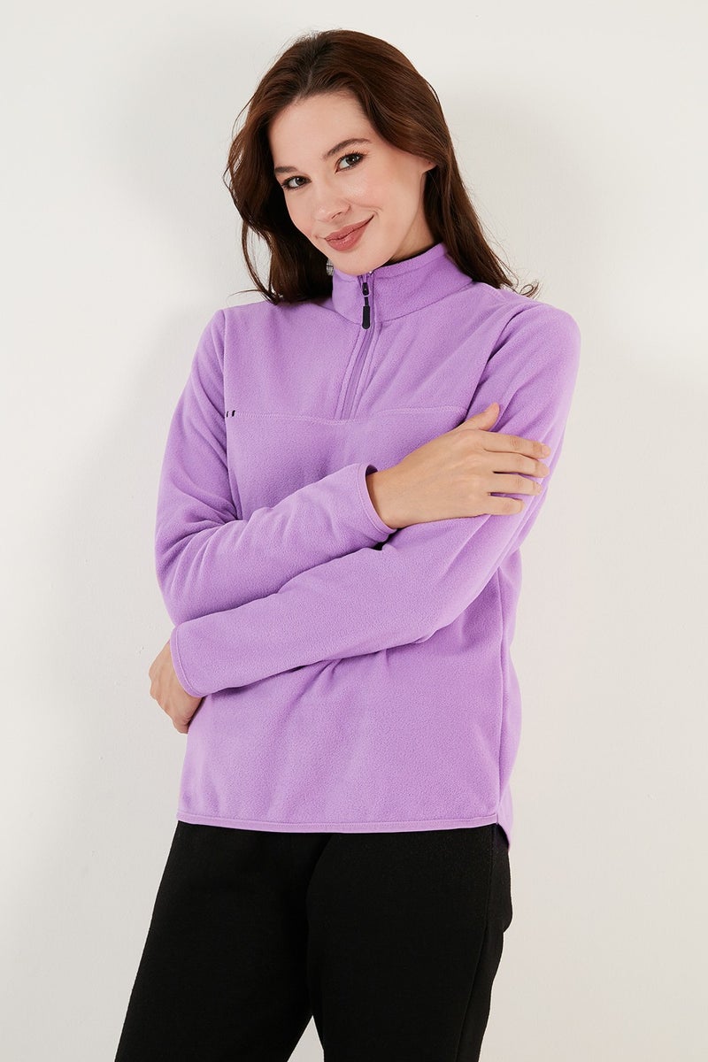 Lela Slim Fit Soft Textured Anti-Pilling Non-Pilling Half Zipper Polar Women's POLAR 5907000 - Image 3