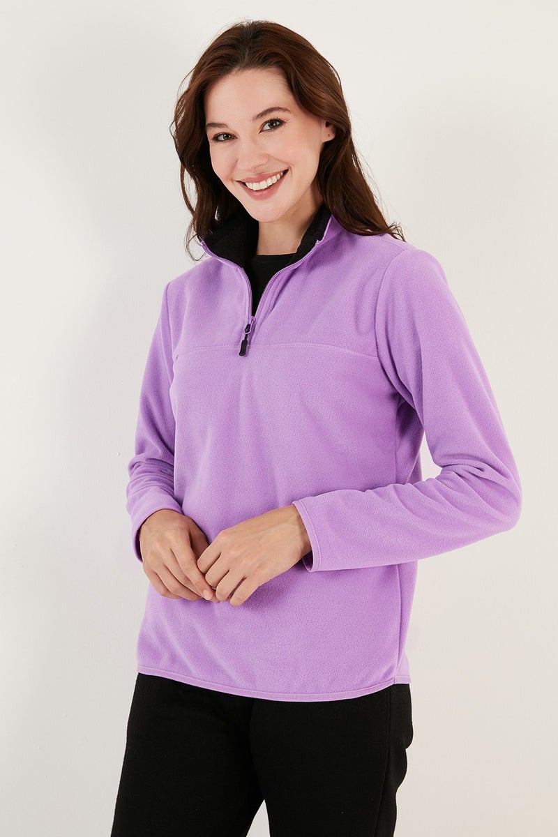 Lela Slim Fit Soft Textured Anti-Pilling Non-Pilling Half Zipper Polar Women's POLAR 5907000 - Image 4