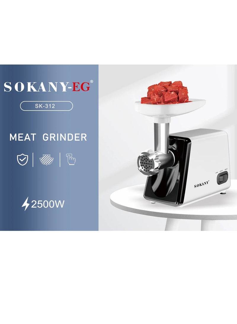 Meat grinder - stainless - 2500 watt - Sokani - SK - 312