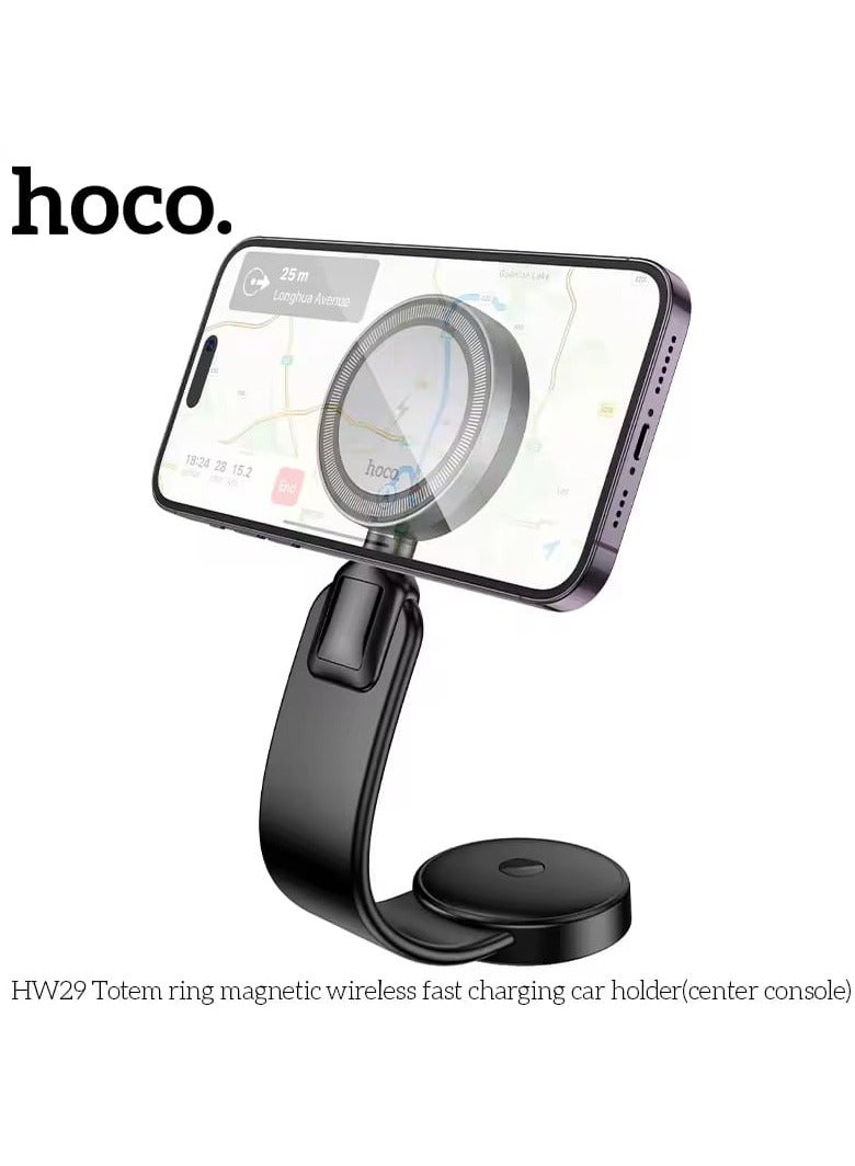 Hoco High-End Hoco HW29 Center Console Car Mount with 360° Adjustable Design and Powerful Magnetic Wireless Charger - Image 1