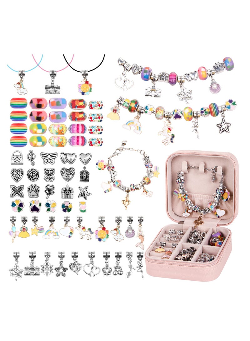 SYOSI Charm Bracelet Making Kit 66 Pcs Gift Boxed Jewelry Supplies Charms DIY Crafts Gifts Set - Image 1