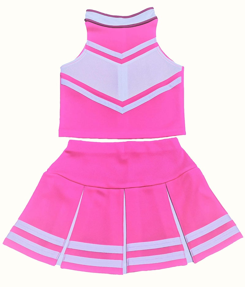 Total 2550 Big Girls' Women Cheerleader Costume Uniform Cheerleading Adult Dress Outfit Halloween (M/ 8-10, Sweet Pink/White) - Image 5