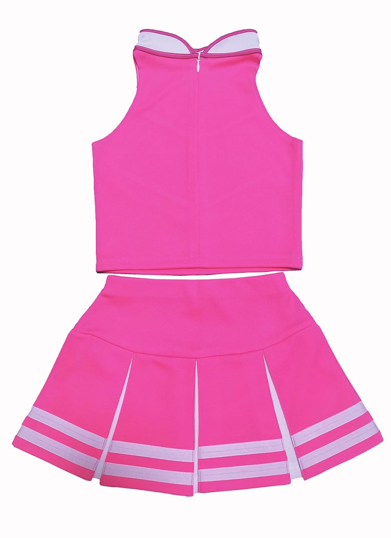 Total 2550 Big Girls' Women Cheerleader Costume Uniform Cheerleading Adult Dress Outfit Halloween (M/ 8-10, Sweet Pink/White) - Image 4